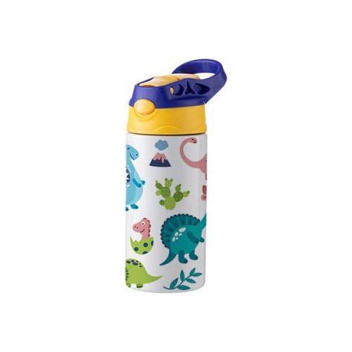 Joto Pearl Coating™ 12oz Sublimation Kids Stainless Steel Bottle with Silicon Straw Cap - Case of 5 - Joto Imaging Supplies US