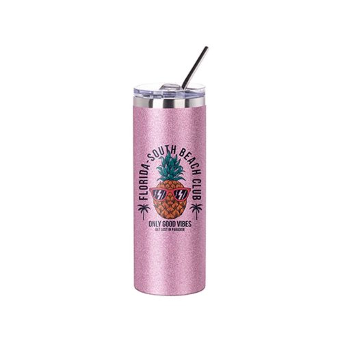 Pearl Coating™ 20oz/600ml Sublimation Glitter Stainless Steel Silver Skinny Tumbler with Straw & Lid - Pack of 5 - Joto Imaging Supplies US