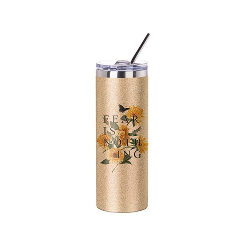 Pearl Coating™ 20oz/600ml Sublimation Glitter Stainless Steel Silver Skinny Tumbler with Straw & Lid - Pack of 5 - Joto Imaging Supplies US