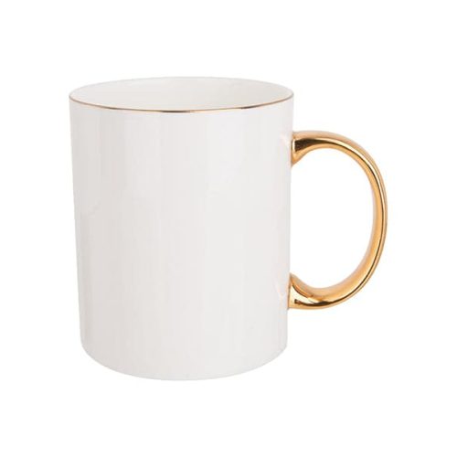 Pearl Coating™ Sublimation 10oz Bone China White Mug with Gold Rim and Handle - Pack of 6 - Joto Imaging Supplies US